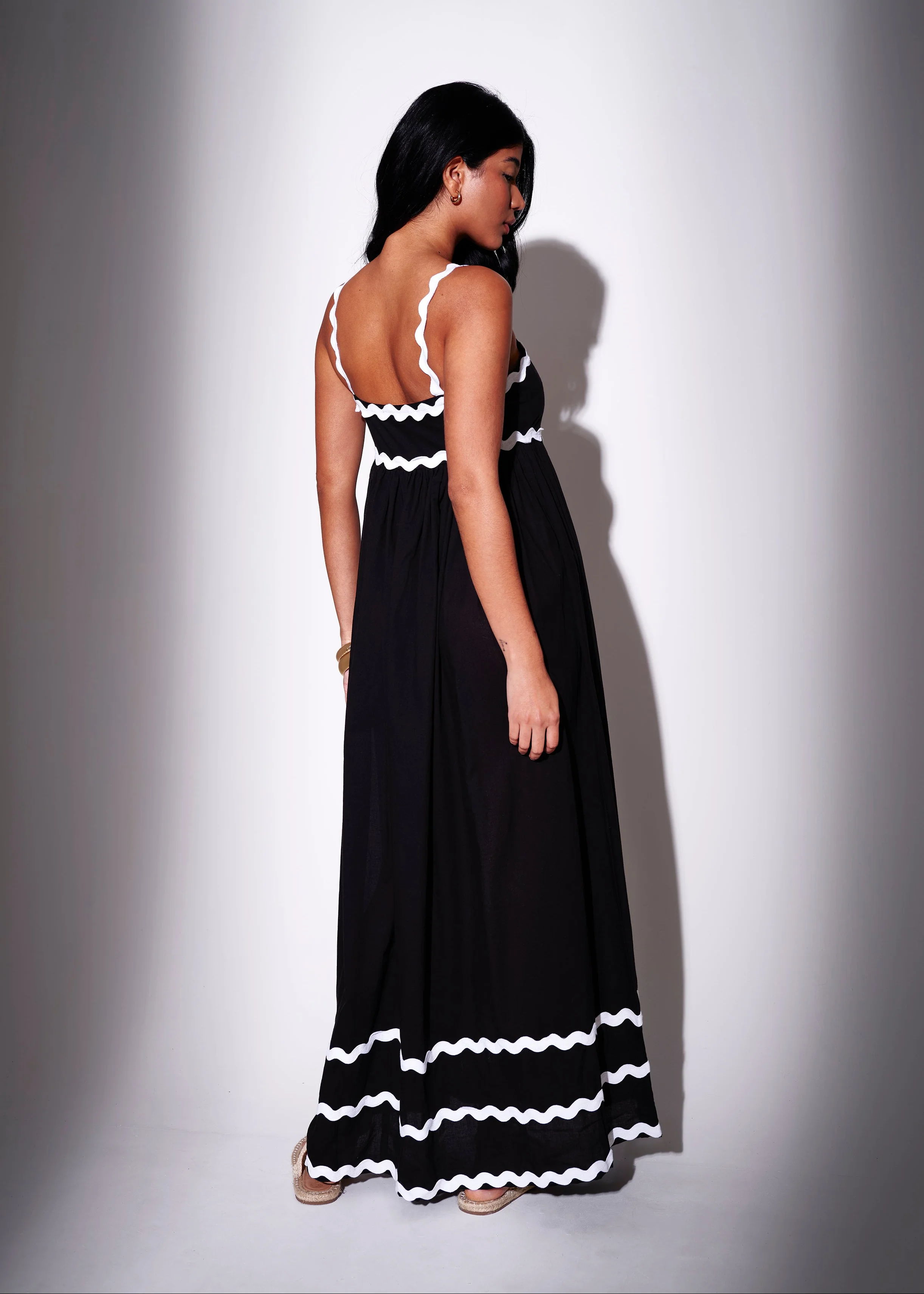 Ric Rac Maxi Dress in Black - Image 3
