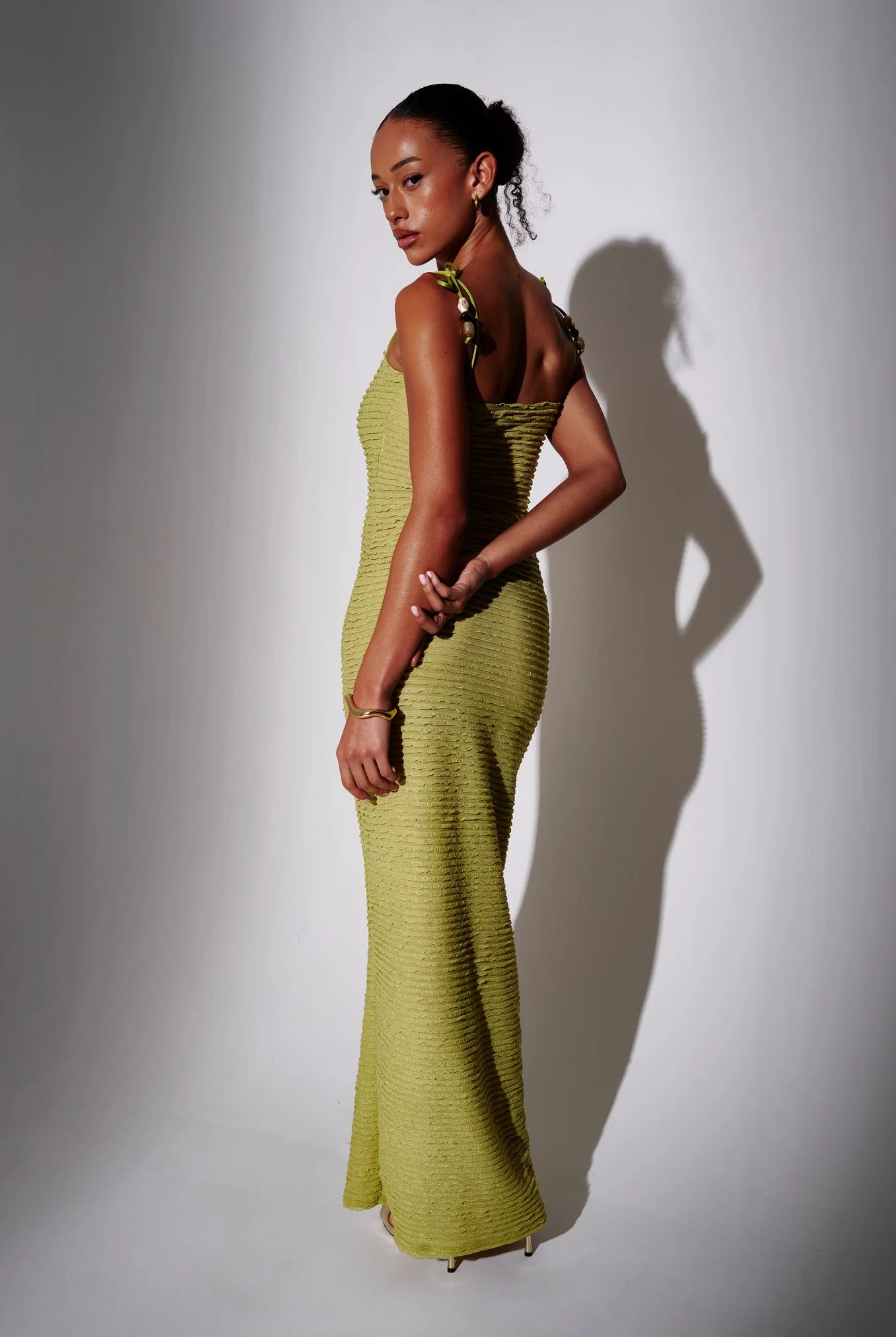 Eleanor Frilly Maxi Dress in Green - Image 4
