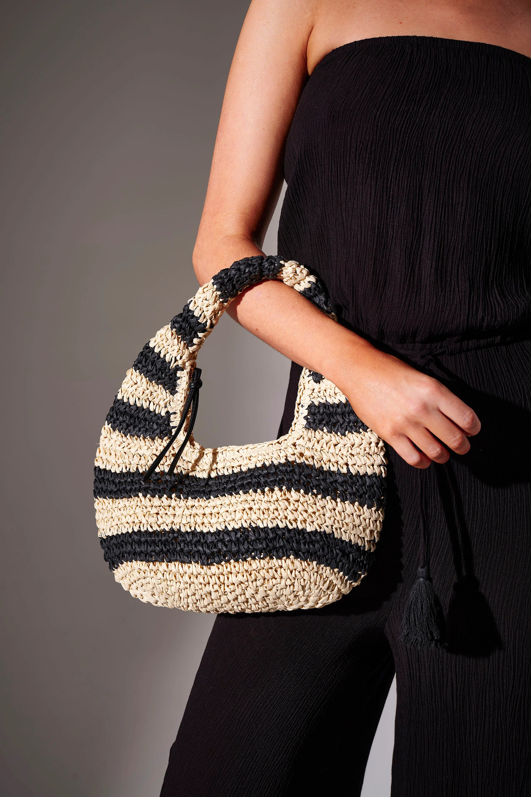 Pier Straw Grab Bag in Natural Stripe