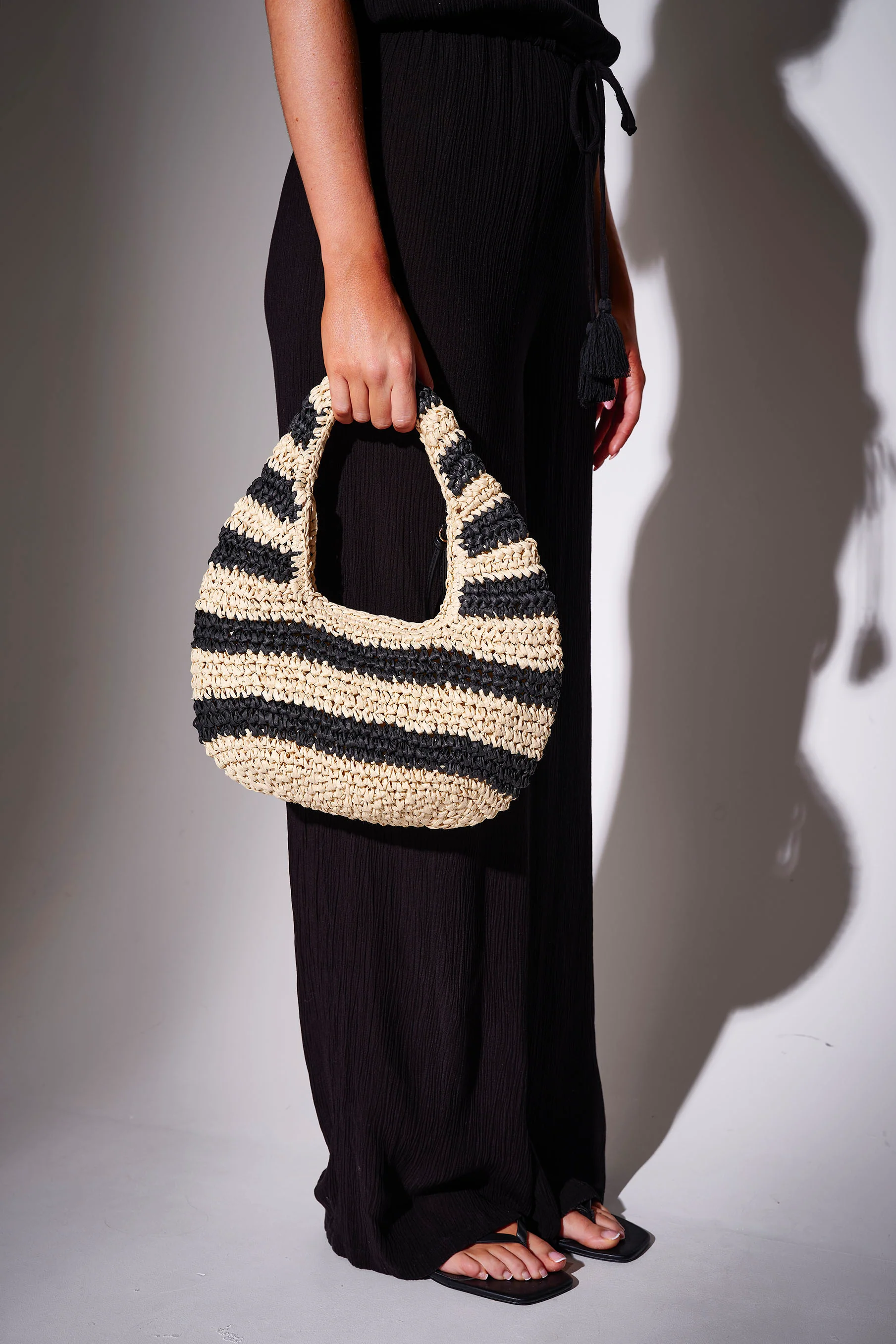Pier Straw Grab Bag in Natural Stripe - Image 3