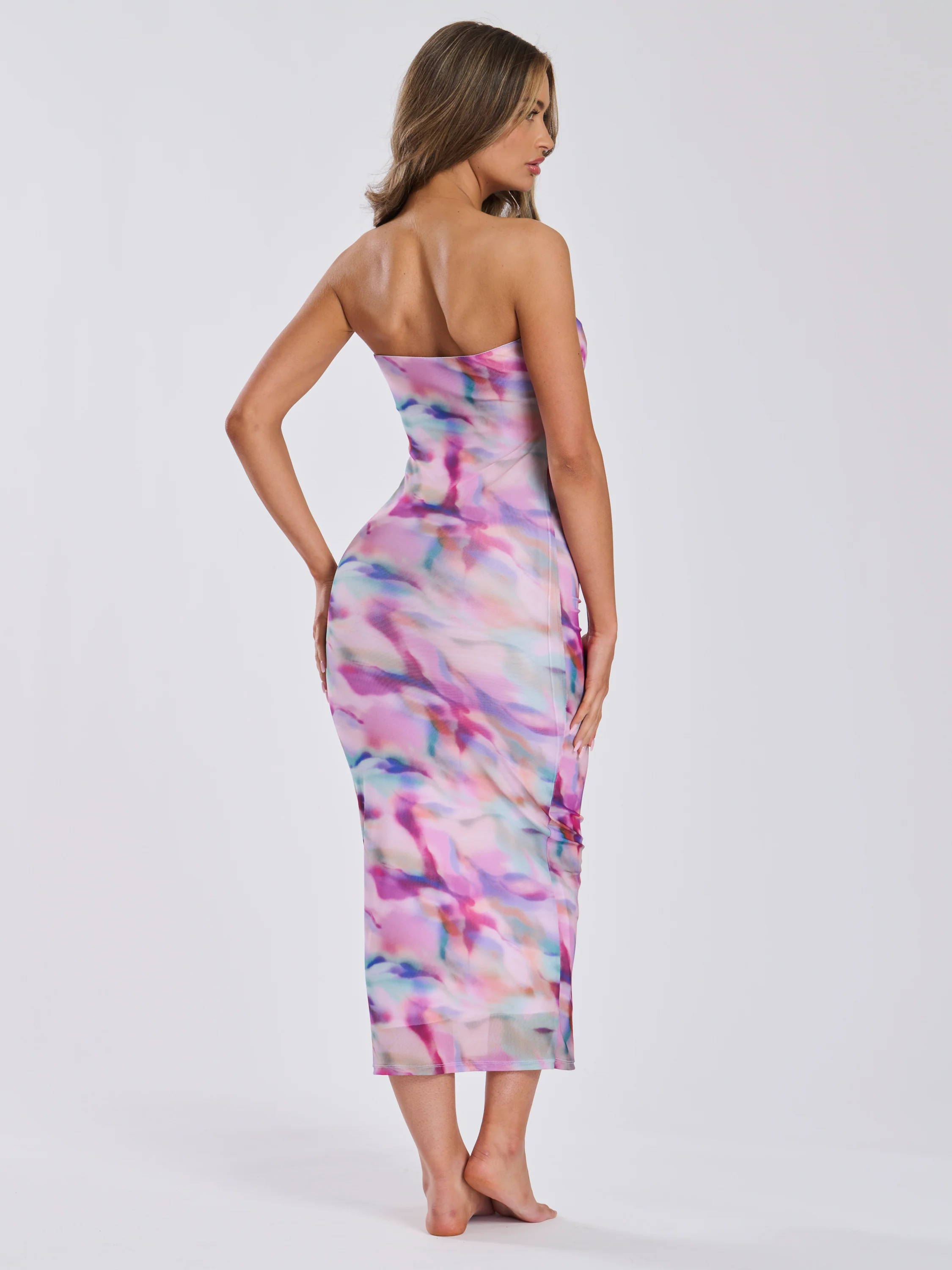 Sunkissed Soirèe Mesh Multiway Dress in Lilac Abstract - Image 5