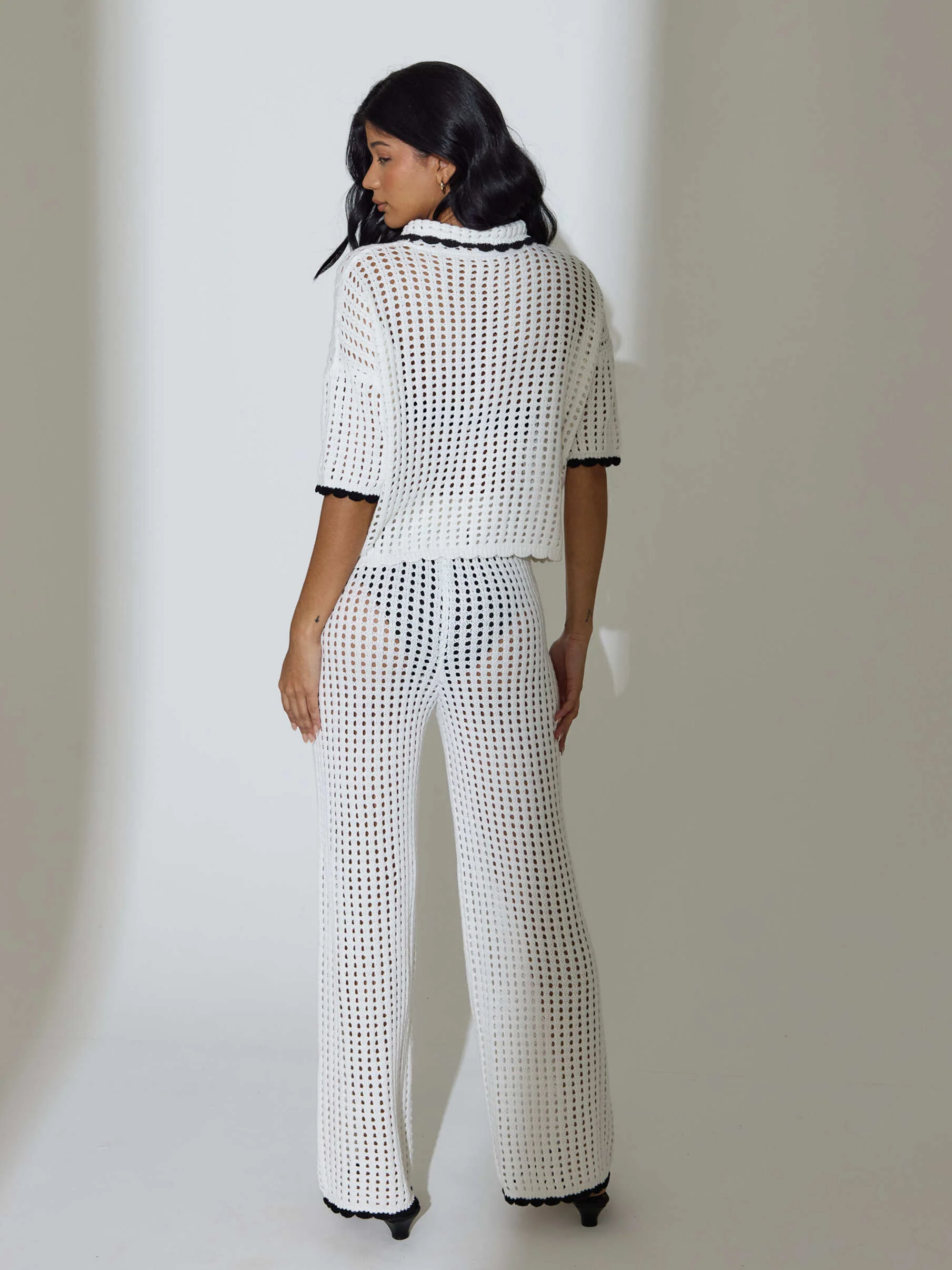 Cabo Crochet Wide Leg Trousers in White - Image 5